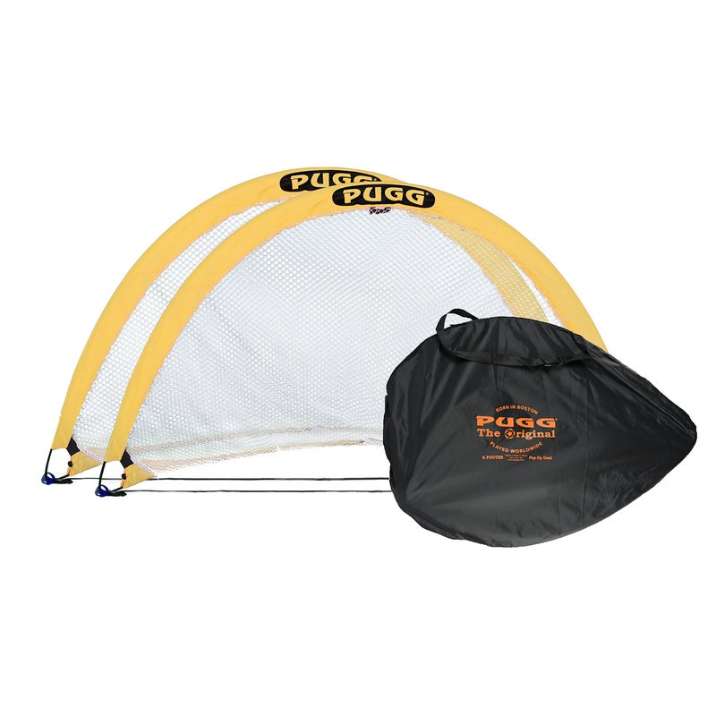 PUGG 6 Foot Pop Up Soccer Goal, Portable Training Football Knitted Poly Net Equipment, The Original Pickup Game Goal, Includes Two Goals & Bag - Image 1