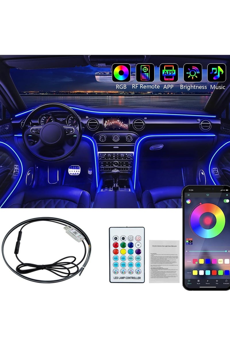 كي واي دي مصابيح داخلية في السيارة مع APP اللاسلكية والتحكم عن بعد، RGB 2 في 1 عدة الإضاءة المحيطة مع (110 سم +35 سم) الألياف البصرية، 16 الألوان أضواء سيارة نيون، مزامنة مع الموسيقى - Image 1