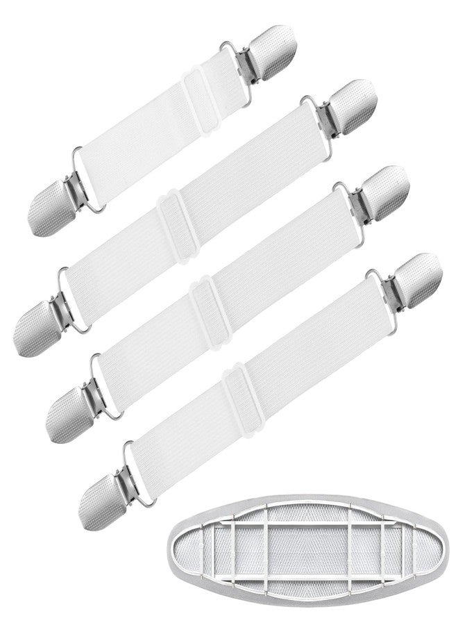 Sibba Ironing Board Cover Fasteners Binding 4 PC Elastic Straps Clips Keep Cushions From Sliding Sheet Fitted Suspenders Holders For Corners Couch Cover Stays Bands Garter Clamps Strap End Binding Tightener - Image 1