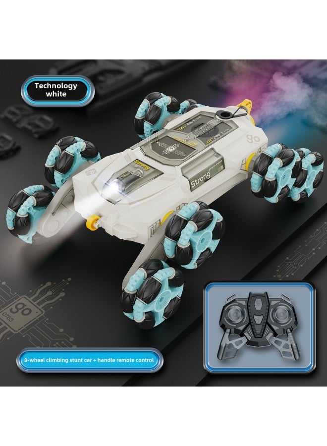 Loquat Special For Eight-wheel Stunt Car Spray Light Music Swing Arm Dump Drift Climbing Remote Control Car Children's Toys-Color:Technology White - Eight-wheel Spray Swing Arm Stunt Car (single Remote Con - Image 1