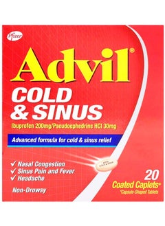 Advil Cold And Sinus Relief 20 Coated Caplets 