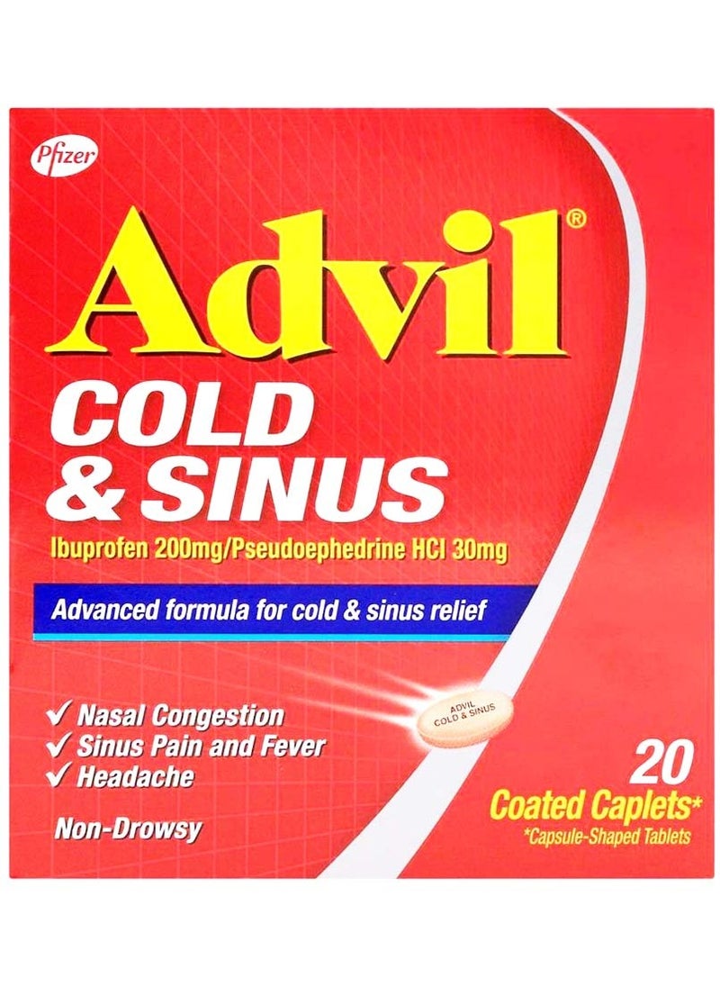 Advil Cold And Sinus Relief 20 Coated Caplets 