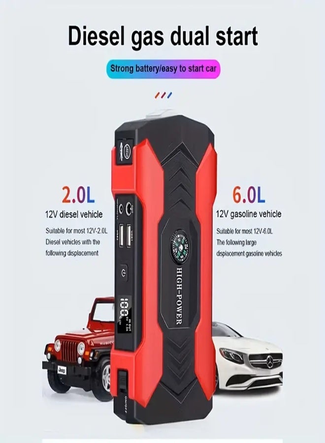 ارواق جهاز بدء تشغيل السيارة، بطارية 28000 مللي أمبير/ساعة، مقاومة للماء، جهاز بدء تشغيل محمول بقوة 200 واط، 12 فولت/1 أمبير، إضاءة LED - Image 4