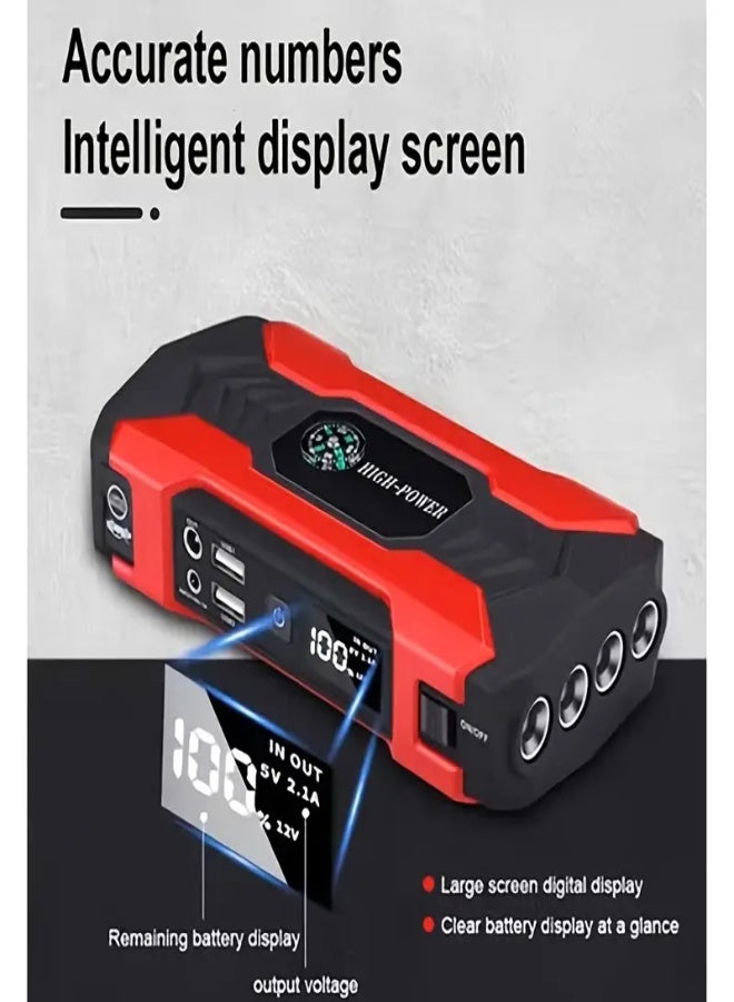 ارواق جهاز بدء تشغيل السيارة، بطارية 28000 مللي أمبير/ساعة، مقاومة للماء، جهاز بدء تشغيل محمول بقوة 200 واط، 12 فولت/1 أمبير، إضاءة LED - Image 2