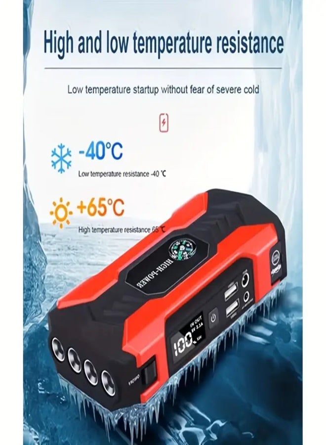 ارواق جهاز بدء تشغيل السيارة، بطارية 28000 مللي أمبير/ساعة، مقاومة للماء، جهاز بدء تشغيل محمول بقوة 200 واط، 12 فولت/1 أمبير، إضاءة LED - Image 3