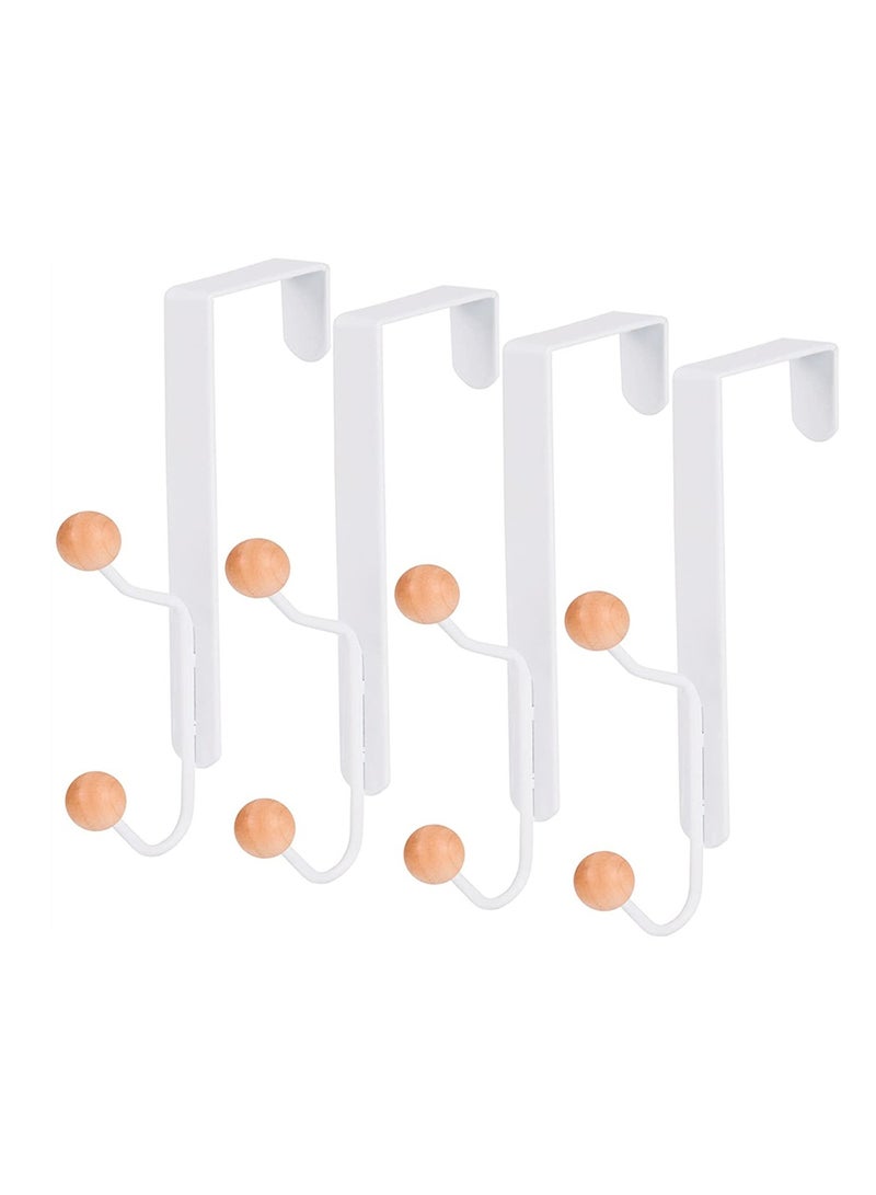 Luckam Over The Door Double Hanger Hooks, Sturdy Metal Over Door Wooden Hooks Holds, Over The Door Hooks For Kitchen, Bathrooms, Drawers, Wardrobe Doors, Living Room, 4 Packs - Image 1