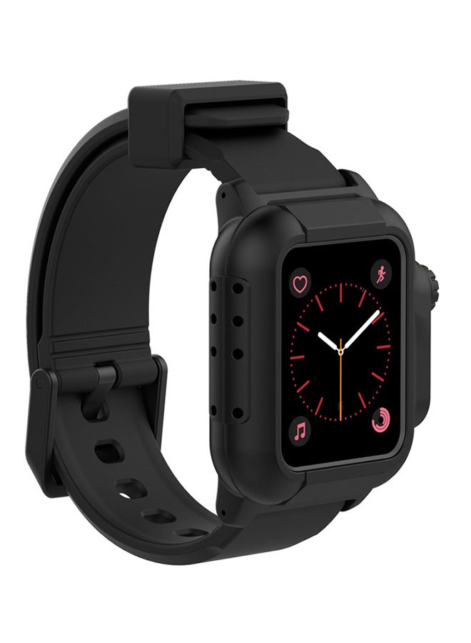 Voberry Replacement Band Strap With Protective Case Cover For Apple Watch 3 38mm Black - Image 2