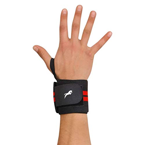 Pro Gym Easy Health 22-inch Professional Grade Wrist Support Wraps with Thumb Loops for Men and Women (Red) (Red) - Image 2