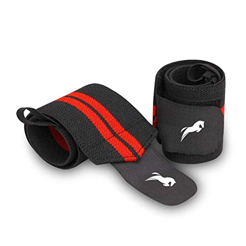 Pro Gym Easy Health 22-inch Professional Grade Wrist Support Wraps with Thumb Loops for Men and Women (Red) (Red) - Image 1