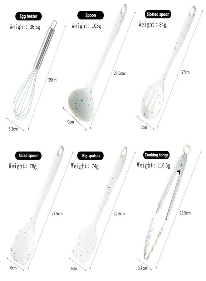 Aeelue 11 Pcs Silicone Cooking Utensils Kitchen Utensil Set,Turner,Tongs,Spatula,Spoon,Brush,Egg Beater. Colorful Silicone Kitchen Gadgets Tools Set for Nonstick Cookware (Colored dots) - Image 2