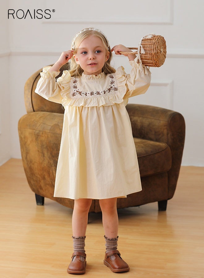 رويس فستان ريترو للفتيات، فستان بأكمام طويلة على شكل حرف A مع ياقة قائمة، فستان قطني للربيع والخريف، فستان تنكري للفتيات الصغيرات، مناسب للارتداء اليومي والأنشطة الخارجية - Image 2