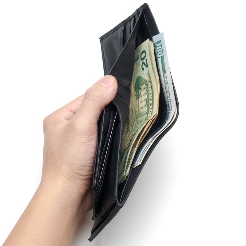 Alpine Swiss محفظة ألباين سويس RFID محمية للرجال بجيب عملات ماكس ثنائية الطي مع قسم فواتير مقسم بني ناعم - Image 5