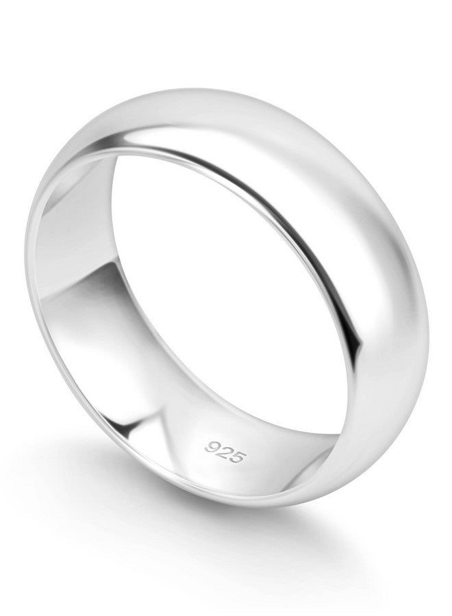 KEZEF Sterling Silver Wedding Band Ring for Men and Women - Wedding Bands for Her, Wedding Band for Women and Men, 6mm Width Silver Ring Size 7 - Image 1