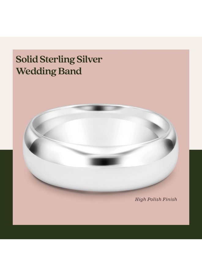 KEZEF Sterling Silver Wedding Band Ring for Men and Women - Wedding Bands for Her, Wedding Band for Women and Men, 6mm Width Silver Ring Size 7 - Image 3