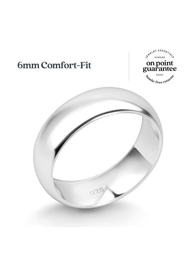 KEZEF Sterling Silver Wedding Band Ring for Men and Women - Wedding Bands for Her, Wedding Band for Women and Men, 6mm Width Silver Ring Size 7 - Image 4