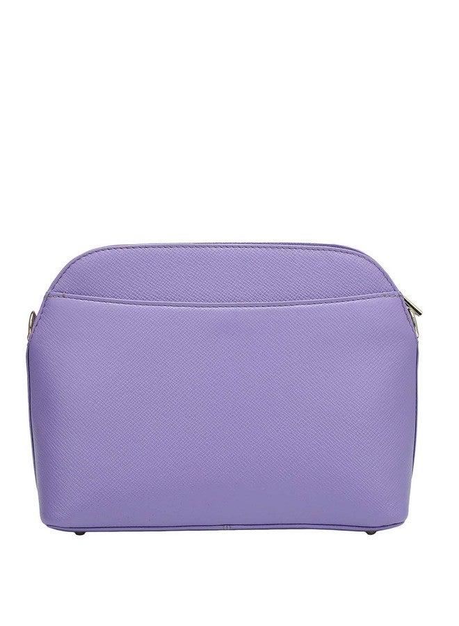 Da Milano Women's Leather Sling Bag - Purple - Image 4