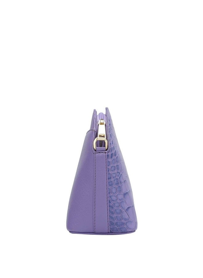 Da Milano Women's Leather Sling Bag - Purple - Image 3