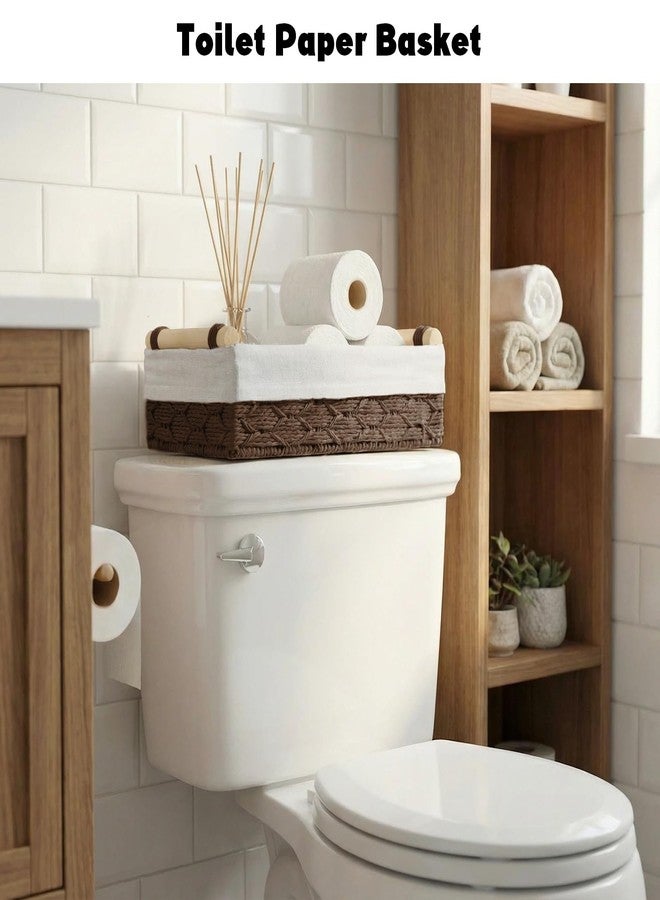 MIDLADE Bathroom Storage Basket Organizer Wicker Baskets for Organizing Closet Kitchen Makeup Basket Storage Bins for Countertop,Under shelf,Toilet Rope Paper Baskets for Toilet Tank Top,Large Small Basket - Image 3