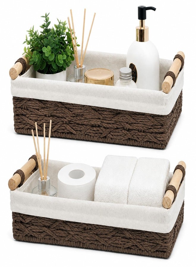 MIDLADE Bathroom Storage Basket Organizer Wicker Baskets for Organizing Closet Kitchen Makeup Basket Storage Bins for Countertop,Under shelf,Toilet Rope Paper Baskets for Toilet Tank Top,Large Small Basket - Image 1