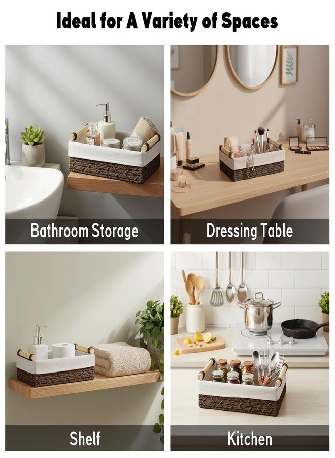MIDLADE Bathroom Storage Basket Organizer Wicker Baskets for Organizing Closet Kitchen Makeup Basket Storage Bins for Countertop,Under shelf,Toilet Rope Paper Baskets for Toilet Tank Top,Large Small Basket - Image 5
