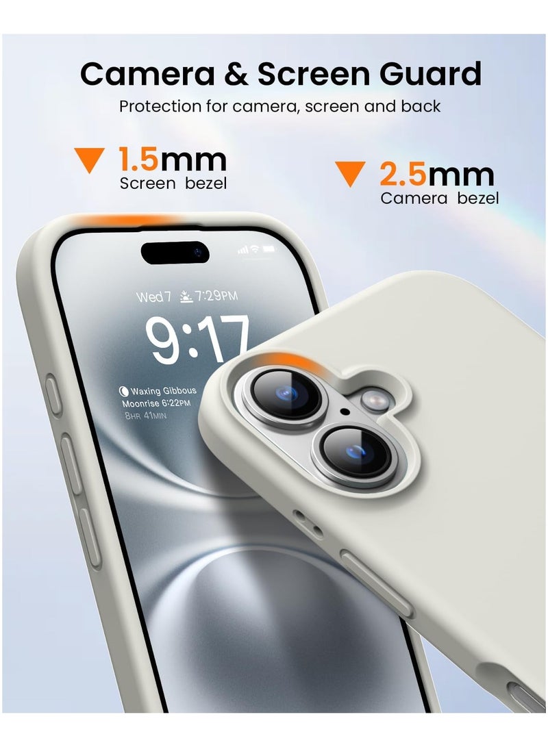 أكاليكس جراب سيليكون متوافق مع iPhone 16 Plus، جراب هاتف سيليكون سائل رفيع مع مصد مطاطي ناعم مقاوم للصدمات مكون من 3 طبقات مع بطانة من مادة TPU (حجري) - Image 2