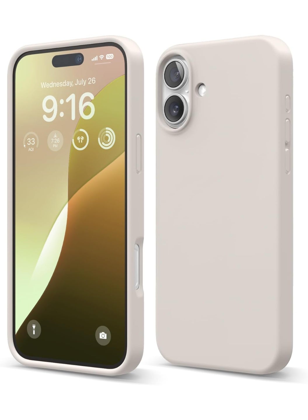 Silicone Case Compatible with iPhone 16 Plus, Slim Liquid Silicone Phone Case with 3-Layer Soft Rubber Shockproof Bumper with TPU Lining (Stone)