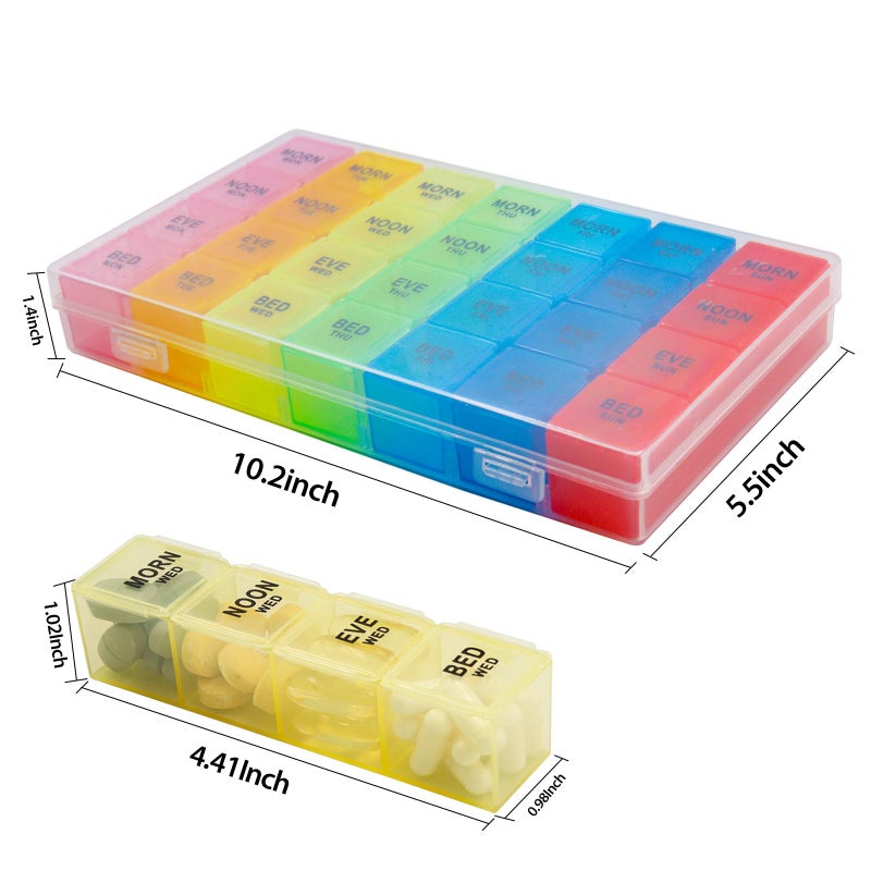 Acquwistach Extra Large Pill Box Weekly Pill Organizer 4 Times a Day, 7-Day Pill Boxes and Organizer, Big Compartments Pill Case, Monthly Medication Organizer 28 Days Dispenser for Fish Oils - Image 2