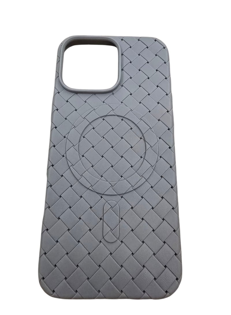 جراب لهاتف 16برو ماكس ، مصنوع من نسيج كامل، ملمس الجلد، أداة مبتكرة تجمع بين الحماية القصوى والتصميم الأنيق، باستخدام مواد عالية الجودة وتقنيات متقدمة، اللون: (رمادي) - Image 1