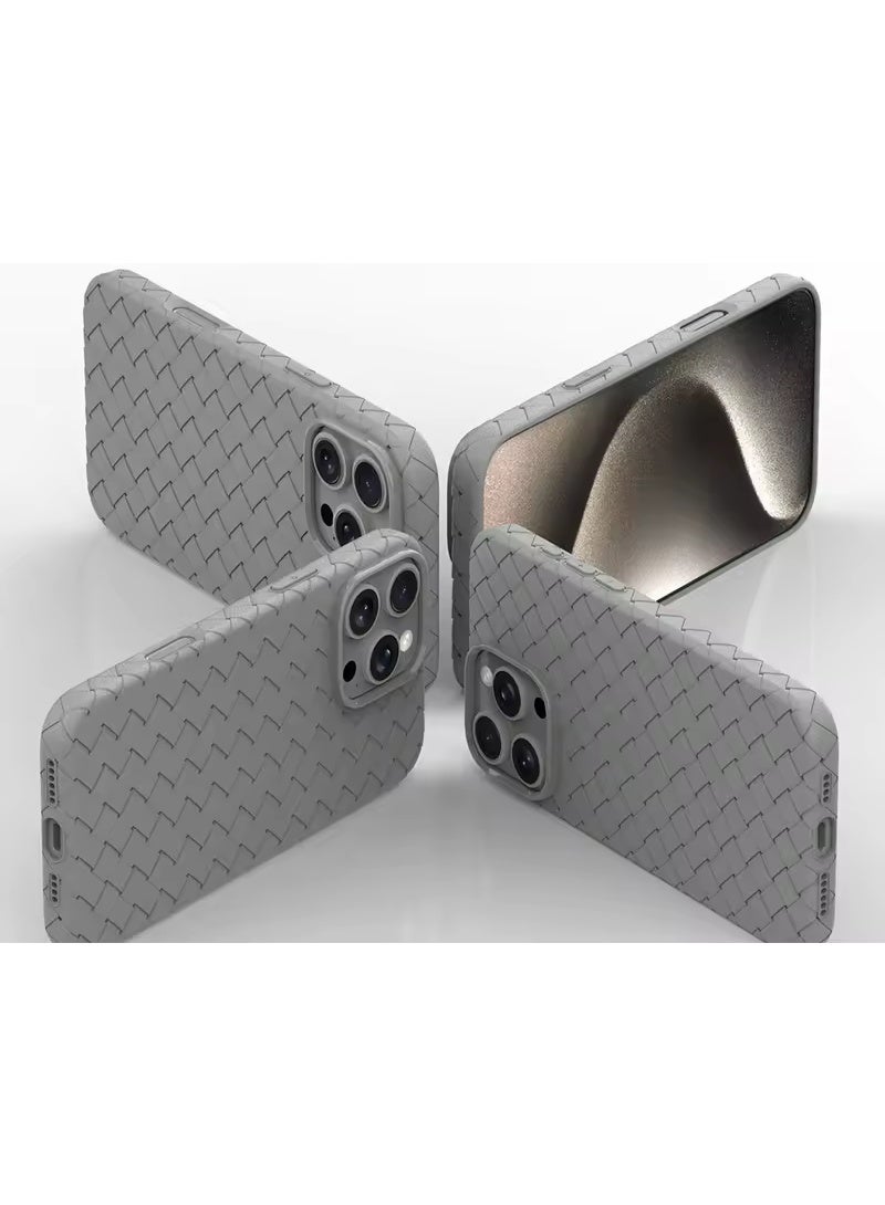 جراب لهاتف 16برو ماكس ، مصنوع من نسيج كامل، ملمس الجلد، أداة مبتكرة تجمع بين الحماية القصوى والتصميم الأنيق، باستخدام مواد عالية الجودة وتقنيات متقدمة، اللون: (رمادي) - Image 4