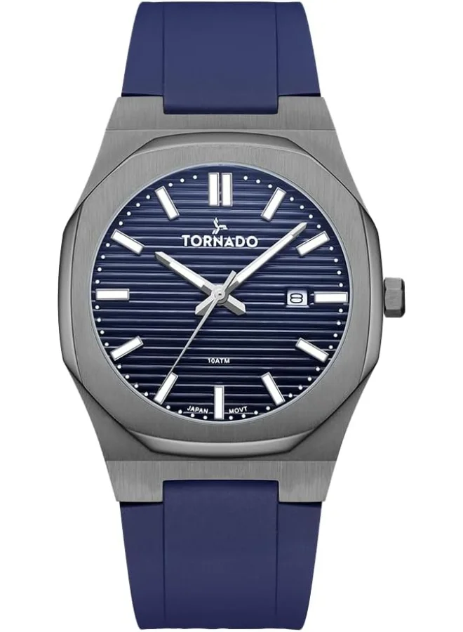 تورنيدو Tornado Spectra Men Japan Quartz Movement Watch, Analog Display And Silicone Strap - T22002-Xsnn, 40 Blue