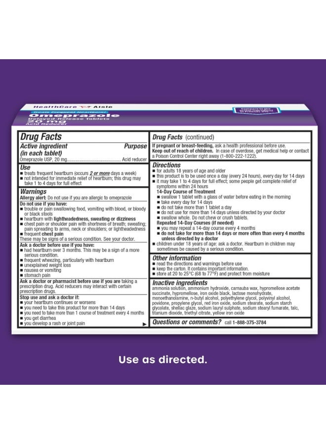 HealthCareAisle Omeprazole 20 mg - 42 Delayed-Release Tablets - Image 2