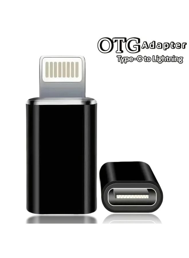 Black Type C To Lightning OTG Adapter 5pcs High Speed Plug Play For iPhone Huawei Xiaomi Samsung - Image 2