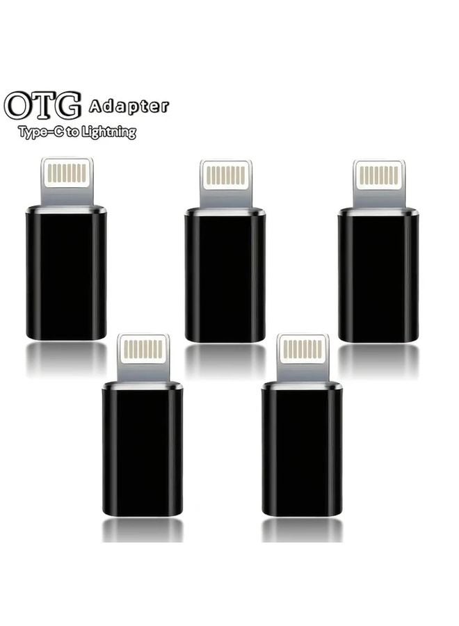 Black Type C To Lightning OTG Adapter 5pcs High Speed Plug Play For iPhone Huawei Xiaomi Samsung - Image 1