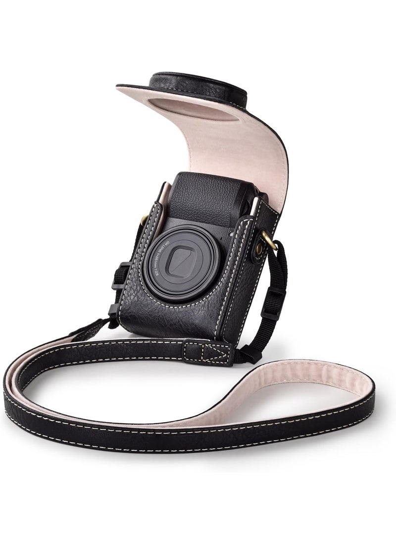 Rieibi Rieibi Camera Case for Sony ZV1FZV1Ricoh GR IIIxRicoh GR III IIPanasonic LX9 LX10 LX15Canon G7X III  G7X II  SX740 HS Camera Carrying Bag Cover with Strap  Black Camera not included  - Image 1