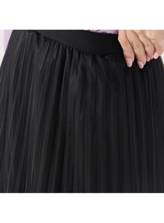 2Xtremz 2Xtremz Pleated Midi Skirt with Elasticated Waistband and Lace Detail - Image 2