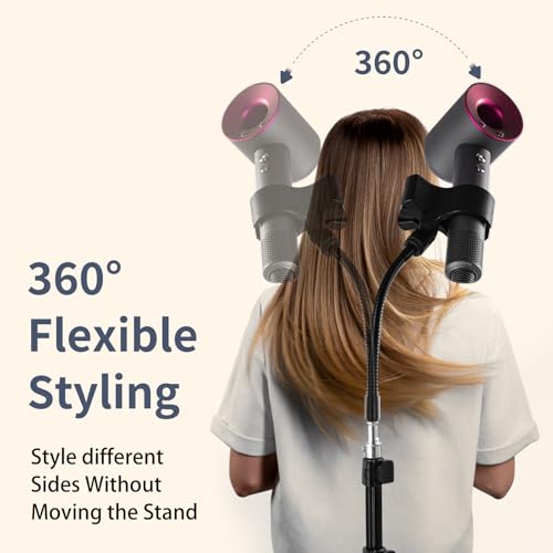 Hugabow Hair Dryer Stand - 360° Rotating Universal Holder, 20-65 Inch Adjustable, Hands Free for Pain Relief & Multi-Tasking - Image 4