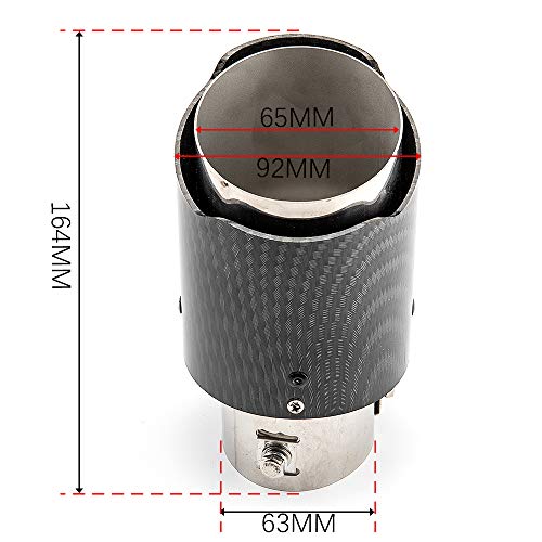 WENJTP 2.25 Inch LED Exhaust Tip Tailpipe Tip 60mm Straight Carbon Fiber Style Bolt Clamp On for Cars HTRACING (Red Light) - Image 5