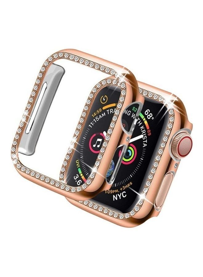 NIBEMINENT Suitable PC Diamond Protective Case For Apple Watch 38MM Rose Gold - Image 1