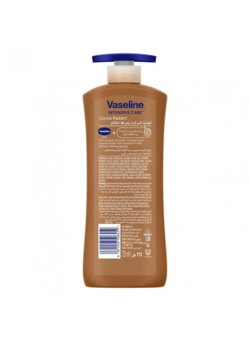 Vaseline Cocoa Radiance Body Lotion with 72-hour moisturizing formula for very dry skin, 725 ml - Image 2