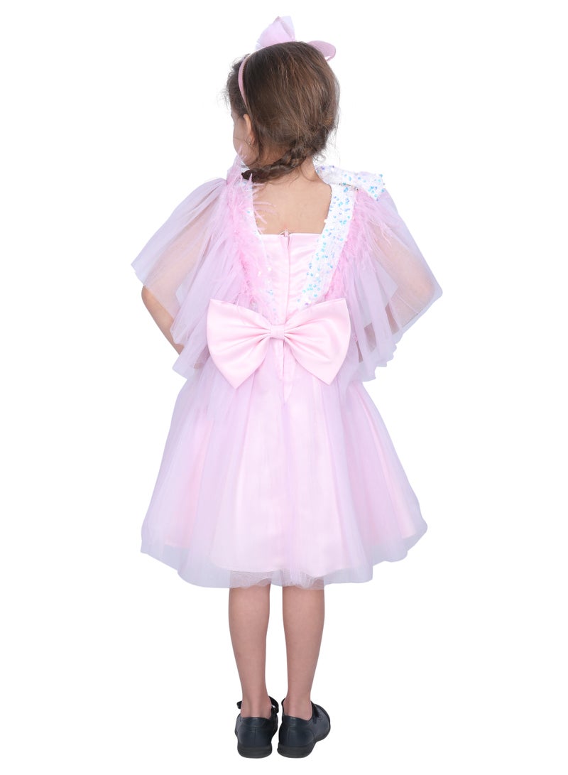 D'Daniela Pink Feathered Tulle Dress - Image 2