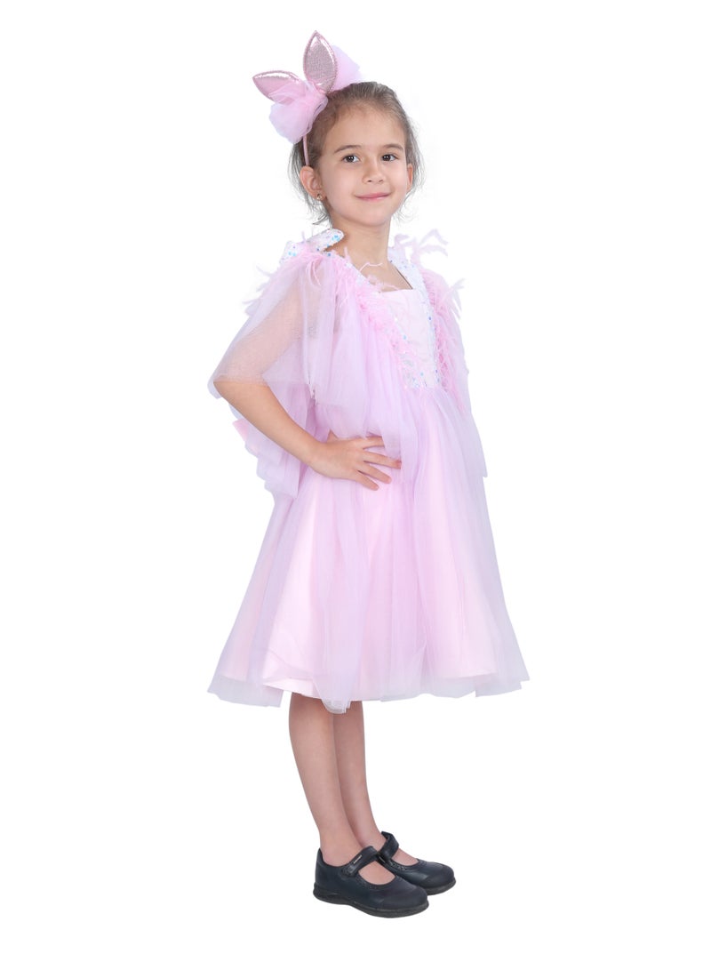 D'Daniela Pink Feathered Tulle Dress - Image 3