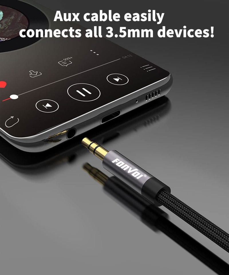 FONVOi AUX Cable,3.5mm Audio AUX Cord for Car,Braided 3.5mm Male to Male Stereo Cable, Compatible with:Headphones, Phones, iPod,Car Audio,MP3 and More (4FT+4FT) - Image 5