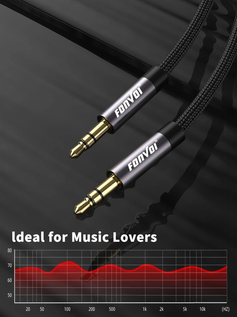 FONVOi AUX Cable,3.5mm Audio AUX Cord for Car,Braided 3.5mm Male to Male Stereo Cable, Compatible with:Headphones, Phones, iPod,Car Audio,MP3 and More (4FT+4FT) - Image 3