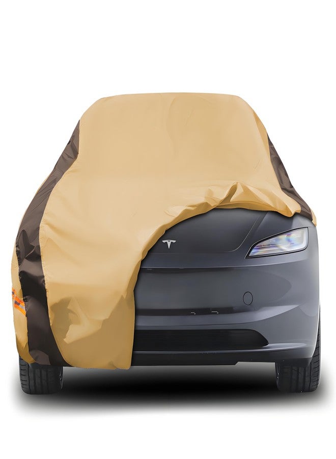 FSGRICH Heavy Duty Waterproof Car Cover Compatible with Jeep Wrangler 4 Doors 2006-2024 JK JL, Outdoor Anti-UV Sun Rain Protection Full Exterior Cover (Camel with Brown) - Image 1