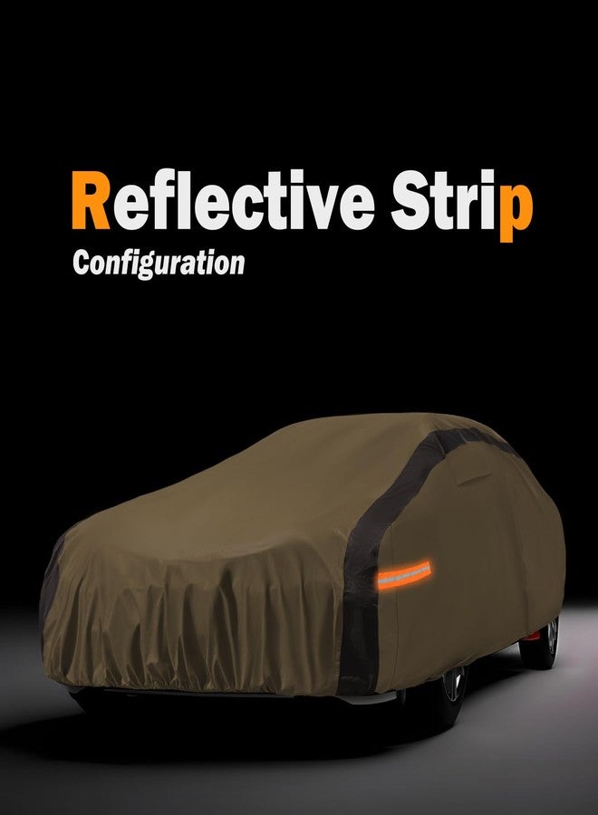 FSGRICH Heavy Duty Waterproof Car Cover Compatible with Jeep Wrangler 4 Doors 2006-2024 JK JL, Outdoor Anti-UV Sun Rain Protection Full Exterior Cover (Camel with Brown) - Image 4