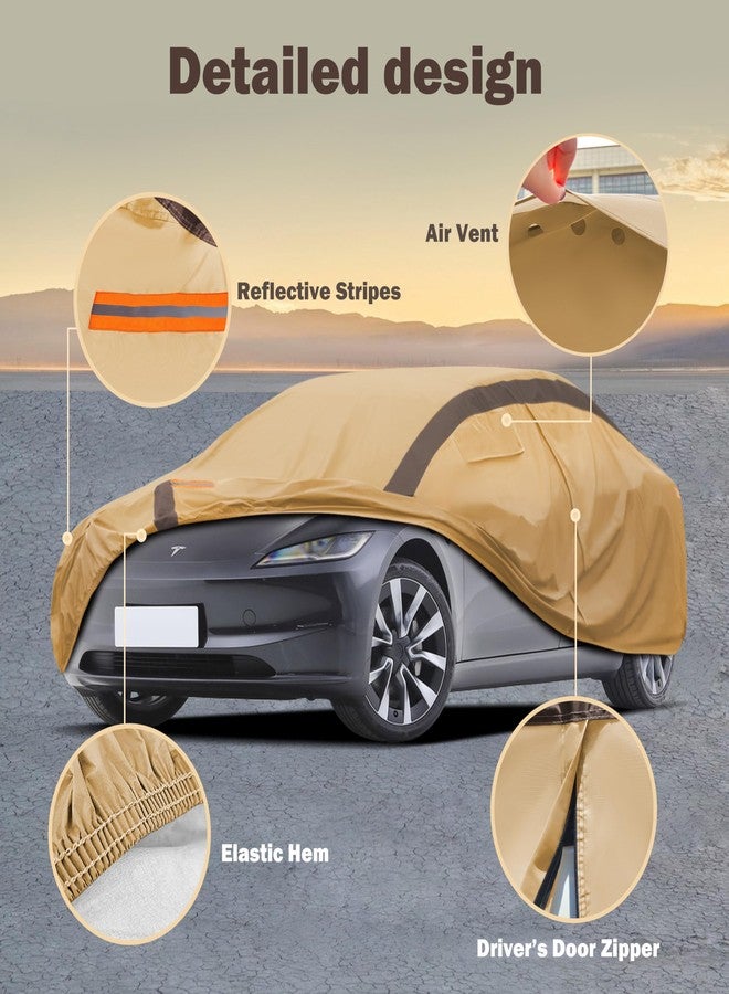 FSGRICH Heavy Duty Waterproof Car Cover Compatible with Jeep Wrangler 4 Doors 2006-2024 JK JL, Outdoor Anti-UV Sun Rain Protection Full Exterior Cover (Camel with Brown) - Image 2