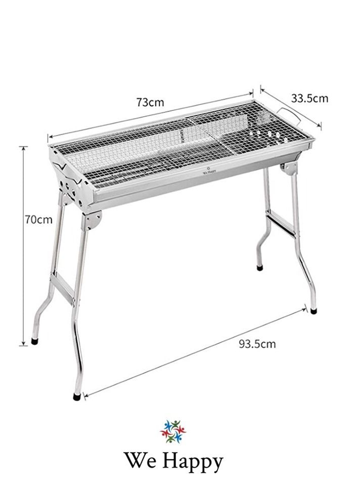 We Happy Stainless Steel 6 Pcs Barbecue Folding Charcoal Grill Portable Outdoor 73 By 34 By 70 cm - Image 3