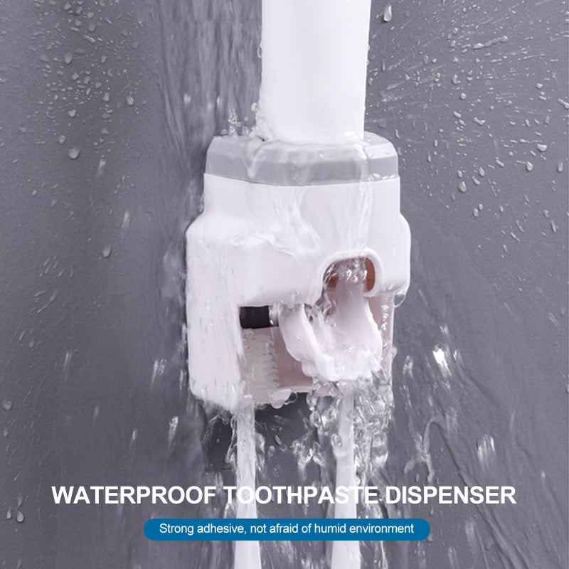 Automatic Toothpaste Dispenser with 2 Toothbrush Holder Slots Set Hands Wall Mounted Toothpaste Squeezer Dispenser for Family Bathroom Sink - Image 2