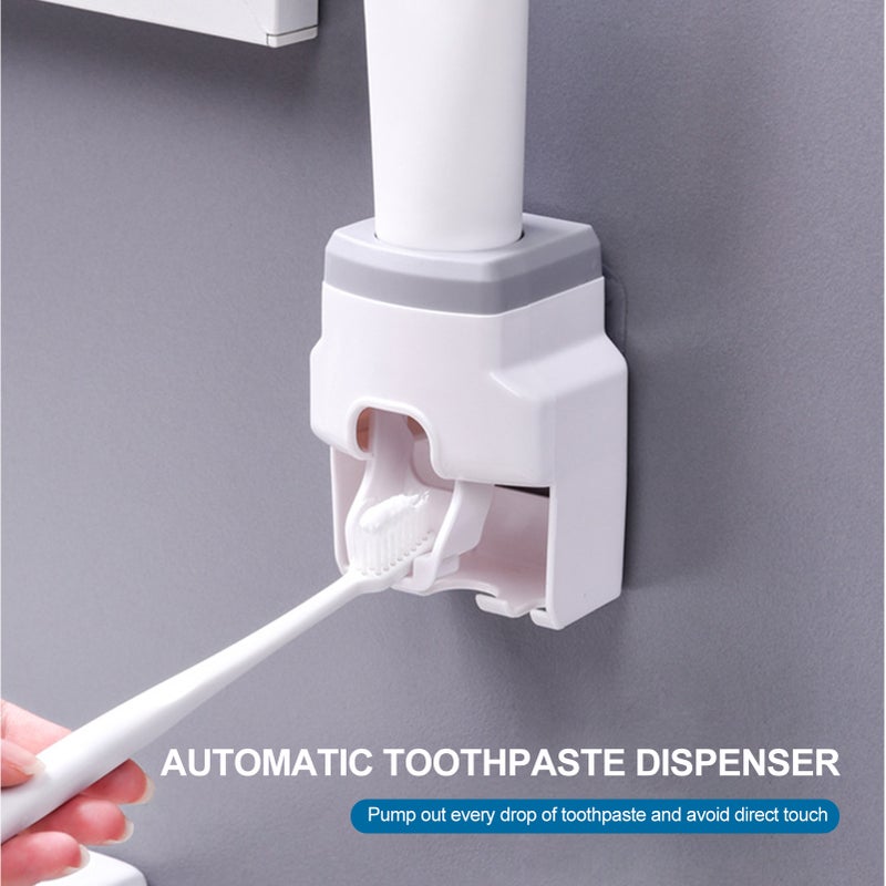 Automatic Toothpaste Dispenser with 2 Toothbrush Holder Slots Set Hands Wall Mounted Toothpaste Squeezer Dispenser for Family Bathroom Sink - Image 3