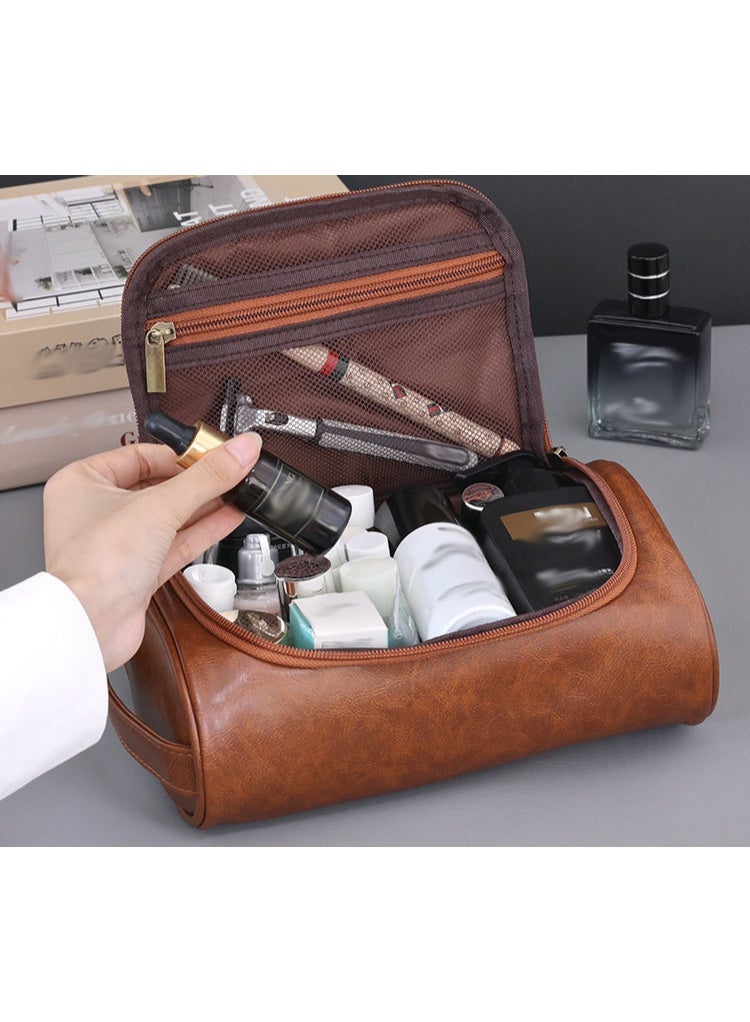 Men's Toiletry Bag - Water-Resistant PU Leather, Compact Travel Toiletry Bag, Shaving & Grooming Organizer - Image 2